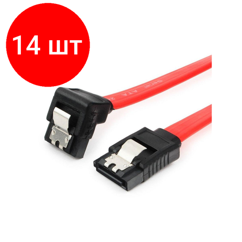 Комплект 14 штук, Кабель интерфейс SATA - SATA, F/F, 0.5 м, угл, Cablexpert, CC-SATA-DATA90