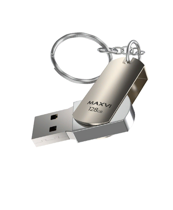 USB-накопитель Maxvi 128GB Metallic Silver (FD128GBUSB20C10MR)