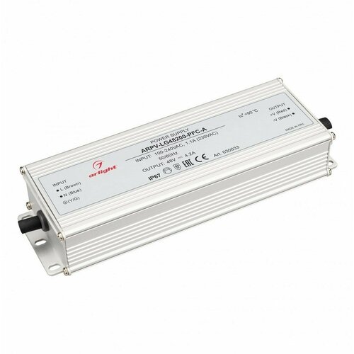 Arlight Блок питания ARPV-LG48200-PFC-A (48V, 4.2A, 200W) (IP67 Металл, 5 лет) 030033