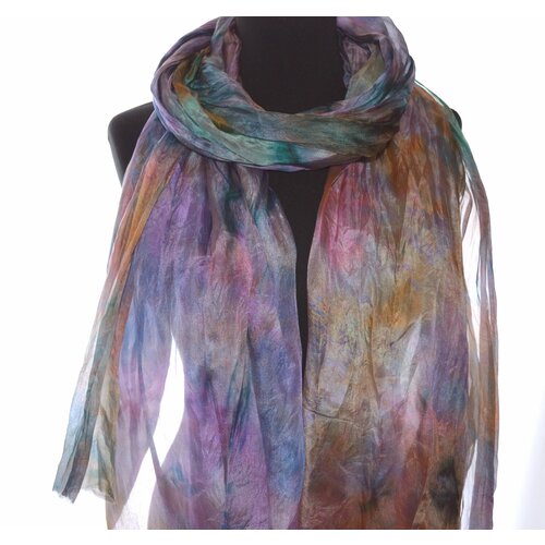 фото Шарф ,195х90 см, универсальный, мультиколор летящий шёлк