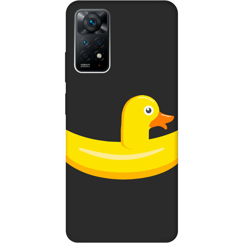 Матовый Soft Touch силиконовый чехол на Xiaomi Redmi Note 11 Pro, Сяоми Редми Ноут 11 Про с 3D принтом Duck Swim Ring черный матовый soft touch силиконовый чехол на xiaomi redmi note 10 pro сяоми редми ноут 10 про с 3d принтом duck swim ring черный