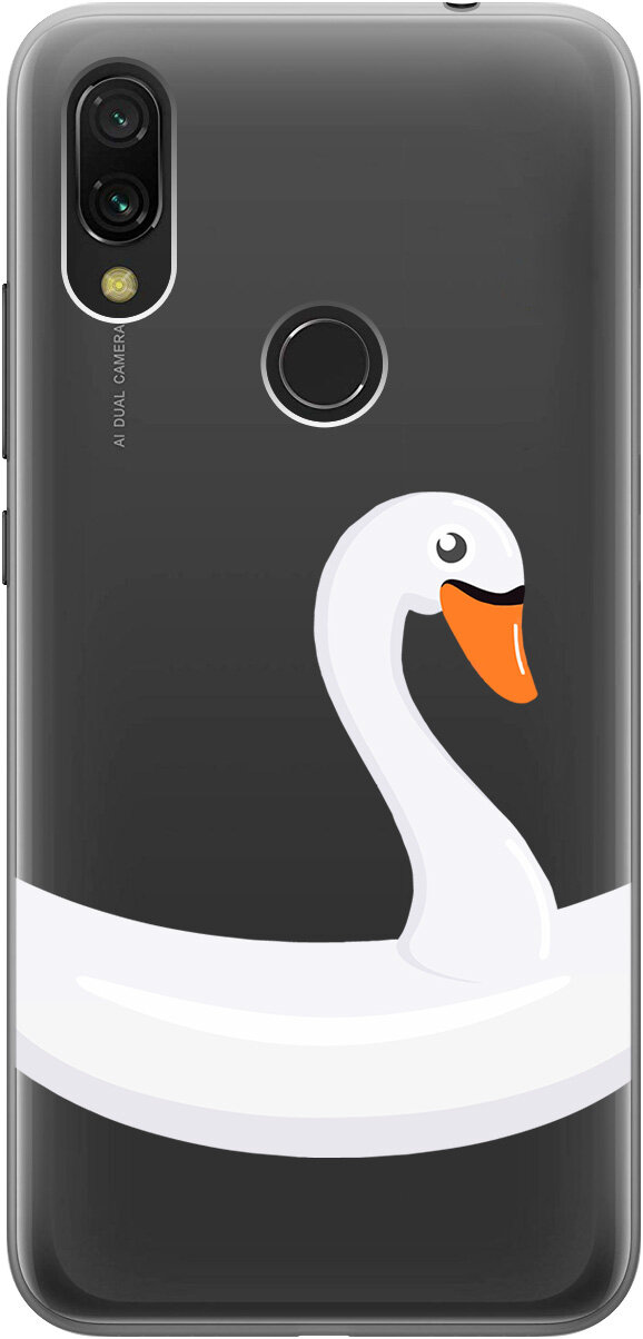 Силиконовый чехол на Xiaomi Redmi 7, Сяоми Редми 7 с 3D принтом "Swan Swim Ring" прозрачный