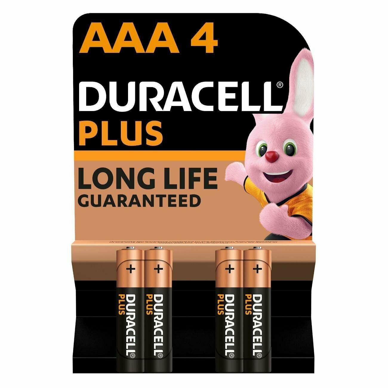 Батарейка Duracell AAA LR03 Alkaline Plus MN2400 BL4 , 4шт.