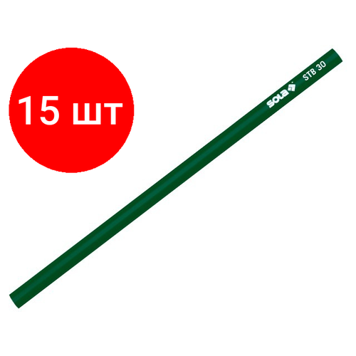 Комплект 15 штук, Карандаш разметочный 30см STB 30 (SOLA) (зеленый. Для работы по камню и бетону, имеет высокую тверд.) (66011120)