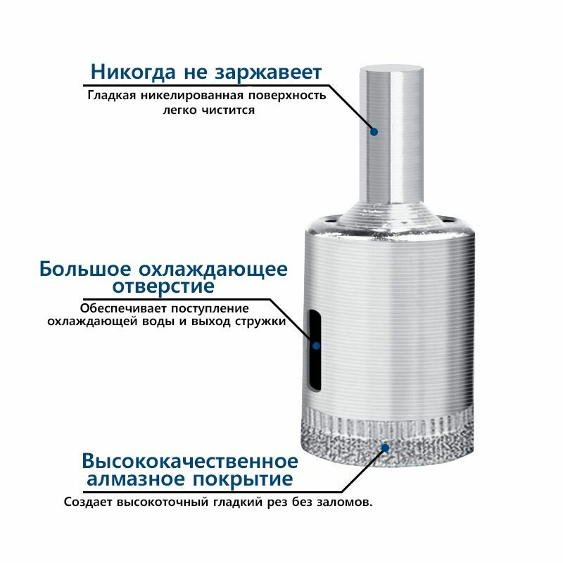 Набор алмазных коронок XCAN по стеклу и керамике 6-60 мм, 28шт