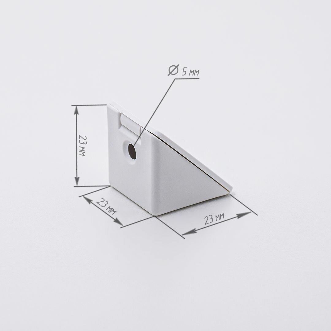 Фурнитура Для Мебели Уголок мебельный пластиковый монтажный. С крышкой / заглушкой. Для крепления полок. Белый. 20 шт.