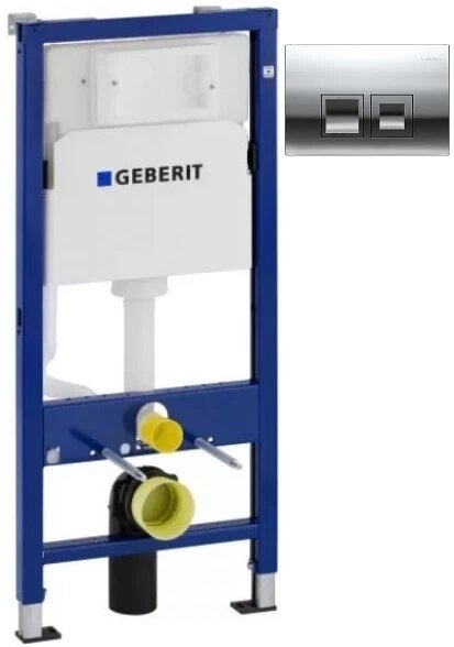 фото Монтажный элемент для подвесного унитаза + смывная клавиша Geberit DuofixBasic Delta50 глянцевый хром 458.103.00.1 + 115.135.21.1