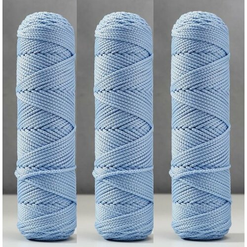 Osttex Шнур для вязания б/серд 100% полиэфир, ширина 3мм 100м/210гр, (17 голубой) 3шт