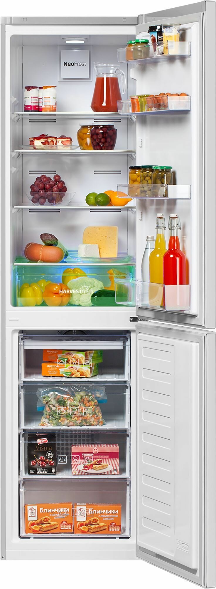 Двухкамерный холодильник Beko CNMV5335E20VS, 300 л, No Frost, дисплей, серебристый — фото 1