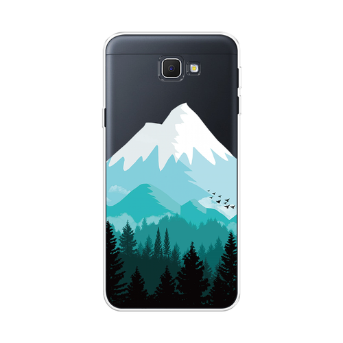 Силиконовый чехол на Samsung Galaxy J5 Prime 2016 / Самсунг Галакси J5 Prime 2016 Синяя снежная гора, прозрачный