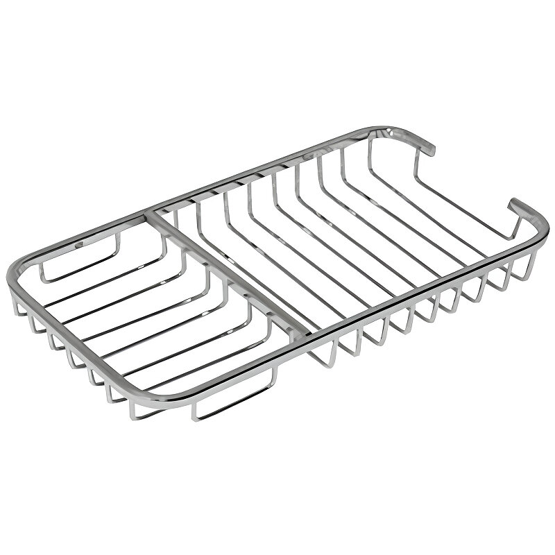 Полка-корзина металлическая подвесная с мыльницей 12 х 22 см Хром F337