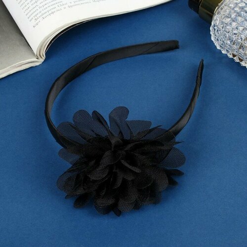 Ободок для волос Школьница галант цветок, d-9 см 1 см, чёрный