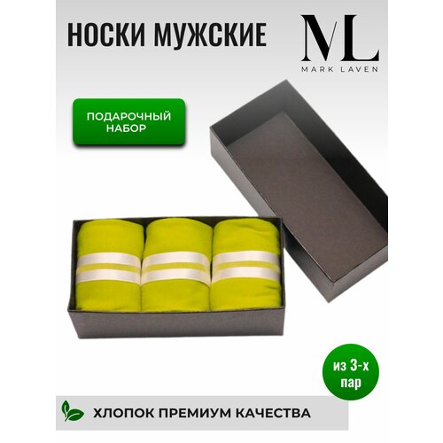 фото Носки , 3 пары, размер 42-44 (27-29), горчичный mark laven