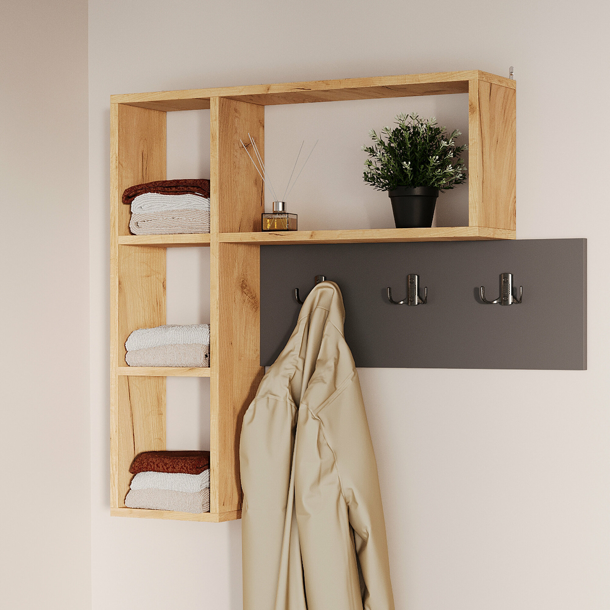 фото Вешалка Милан настенная Крафт золотой/графит