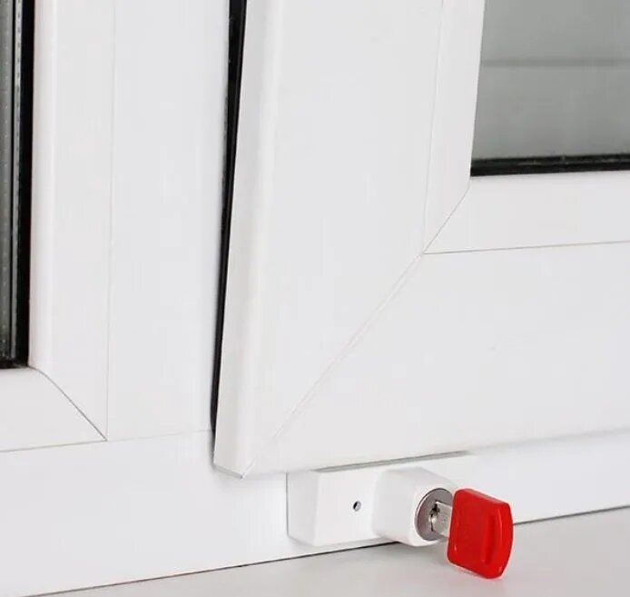 Замок детский BSL, для пластиковых окон, металлический, накладной, белый — фото 1