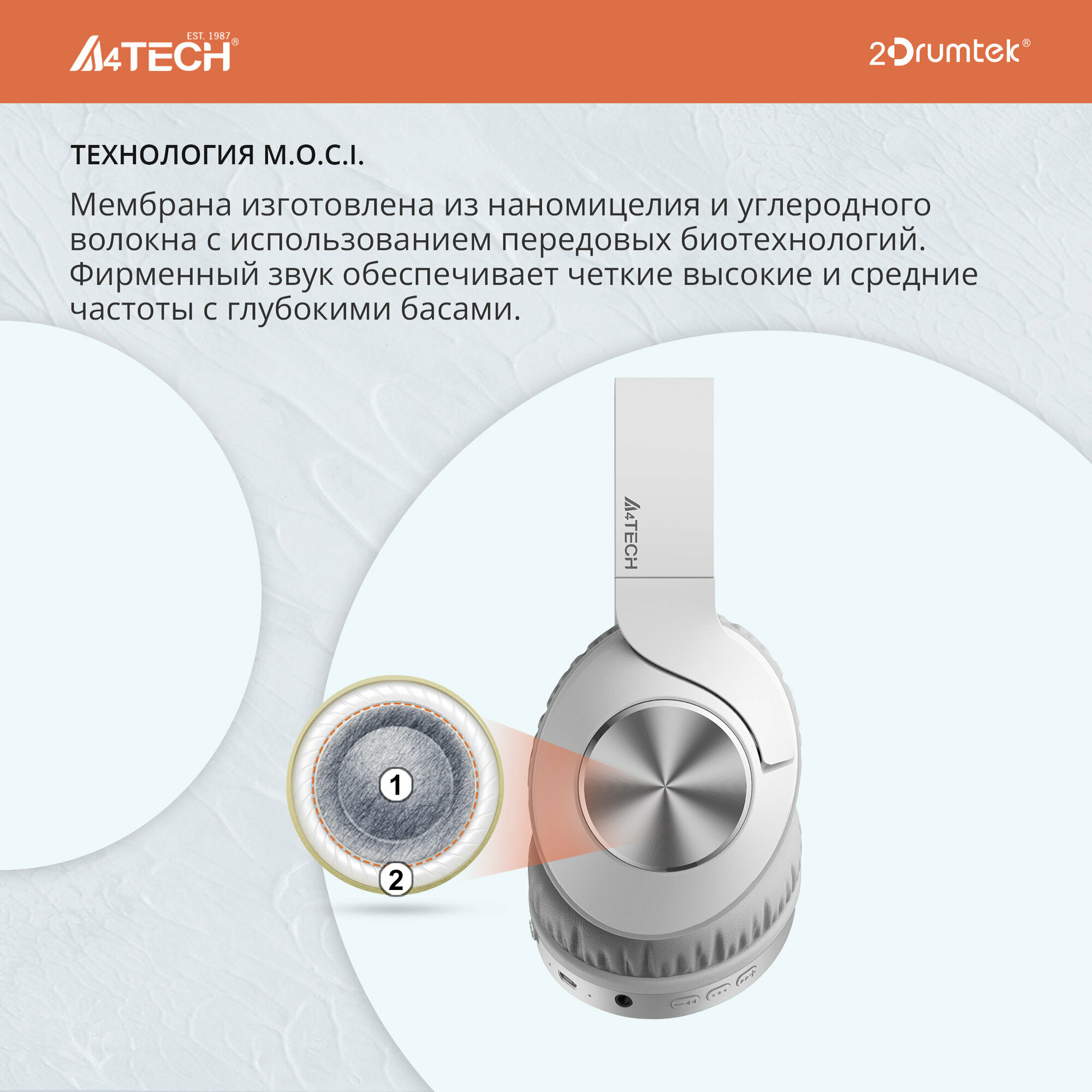 Наушники A4Tech BH300 белый/серый (bh300 grayish white) - фото №3