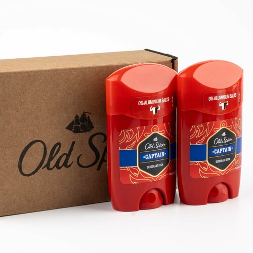 подарочный набор по уходу за телом old spice captain 1 шт Эксклюзивный набор для мужчин Old Spice. (состоит из 2 двух стик-дезодорантов Captain 50 ml.) в крафтовой коробке+ подарочный пакет.