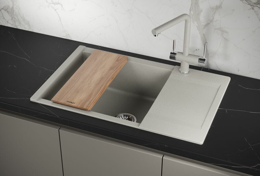 ES-7807, базальт, кухонная мойка GRANULA, кварц, ESTETICA