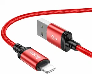 Usb Кабель-зарядка Lightning Hoco X14 Times speed 2A 2м в тканевой оплетке красный