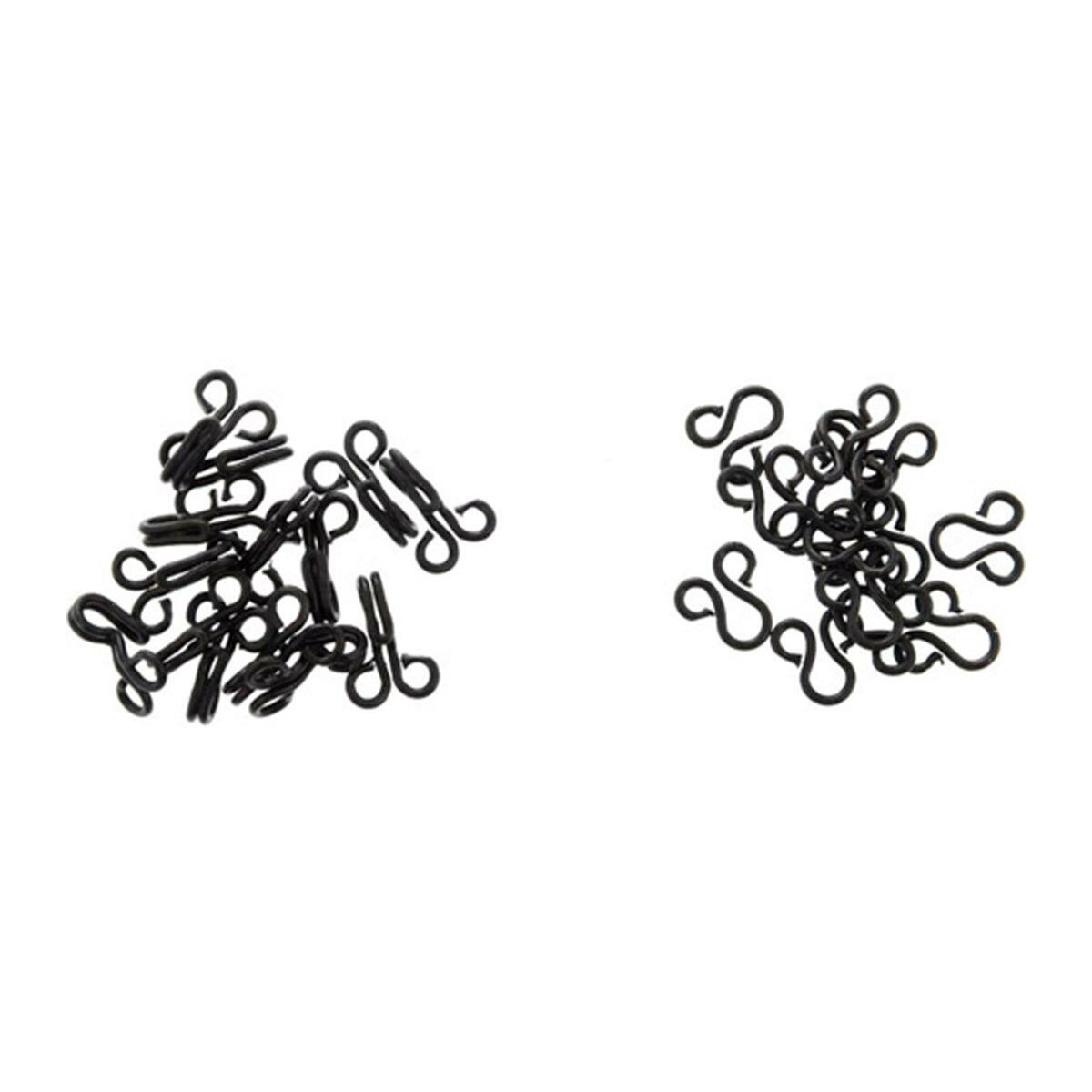 Одежные крючки PONY С петельками, 7 мм, никель, черные, 78251, 14 шт