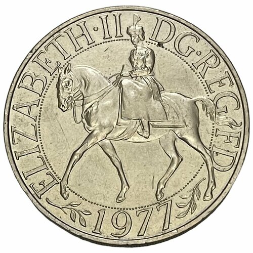 Великобритания 25 новых пенсов 1977 г. (25 лет правлению Королевы Елизаветы II) (CN) джерси 25 пенсов 1977 г 25 лет правлению королевы елизаветы ii