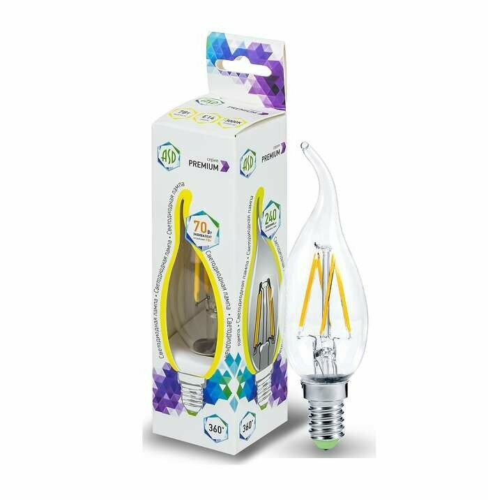 фото ASD Лампа светодиодная led-свеча на ветру-premium 7 Вт E14 3000K 4690612005331