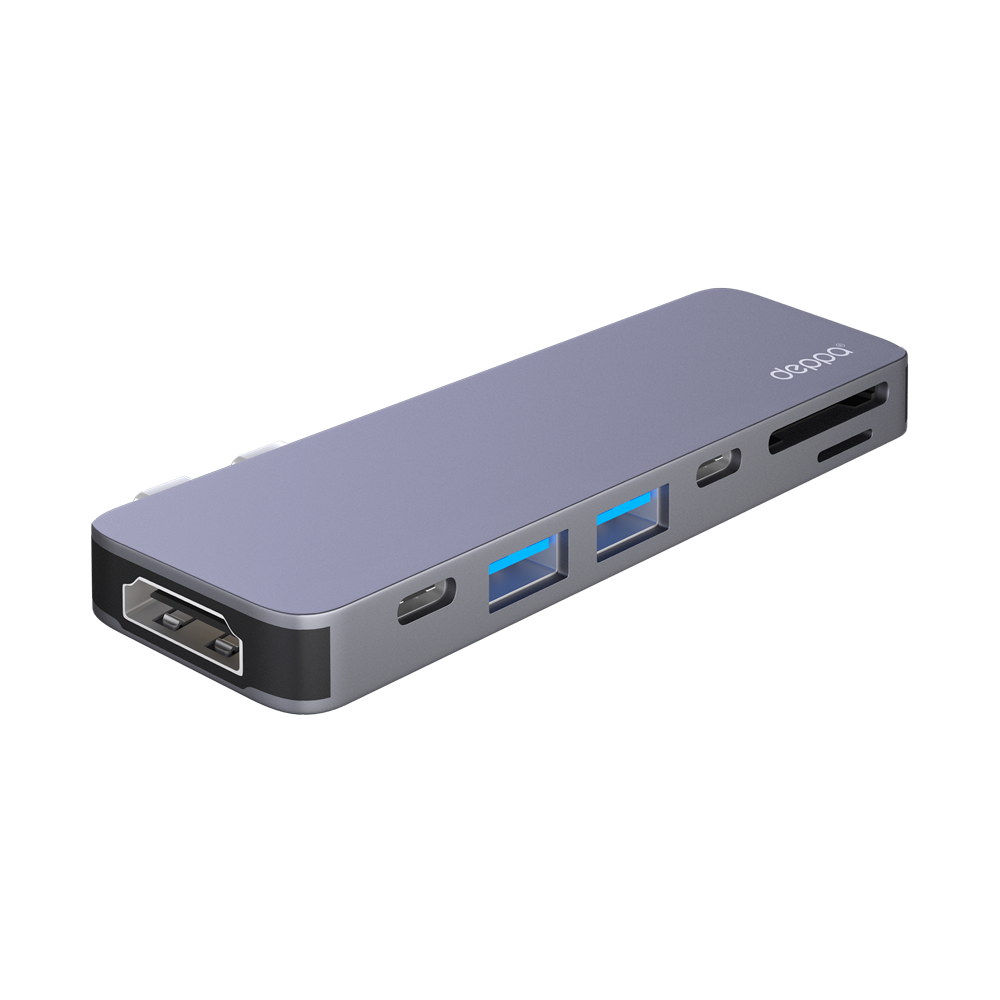 USB-C адаптер для MacBook 7-в-1, графит, крафт, Deppa 73121-OZ