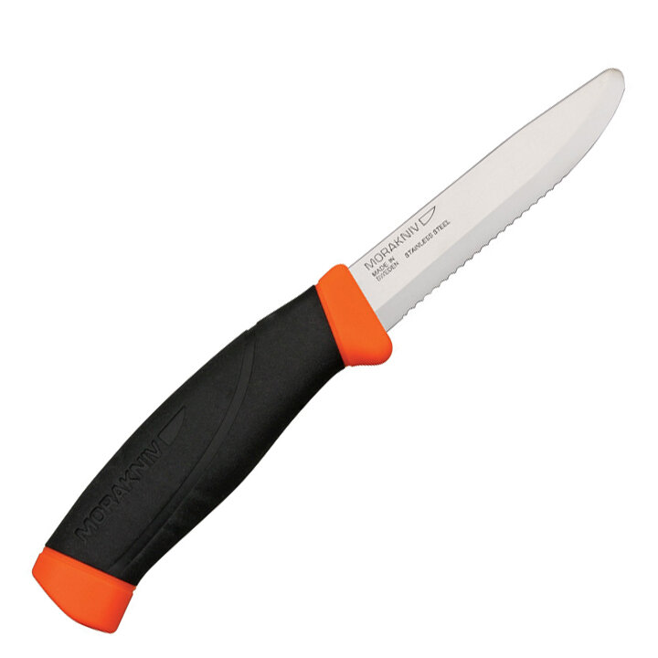 Нож Morakniv Companion F (11828) стальной лезв.99мм серрейт. заточка черный/красный - фото №2