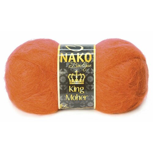 Пряжа NAKO King Moher (Нако), оранжевый - 4888, 50% мохер, 50% акрил, 5 мотков, 100 г, 440 м.