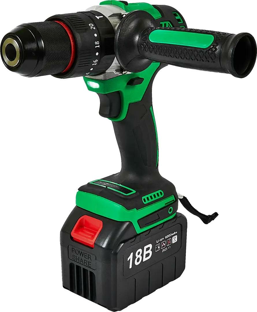 Дрель-шуруповерт аккумуляторная ударная Zitrek Green Impact 18V (18В, Li-ion 2x6.0Ач) - фото №7