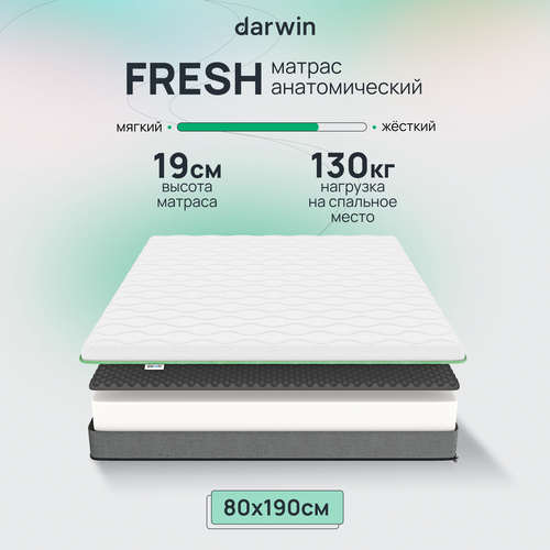 Матрас ортопедический Darwin Fresh беспружинный, анатомический, 80х190 см, высота 19 см