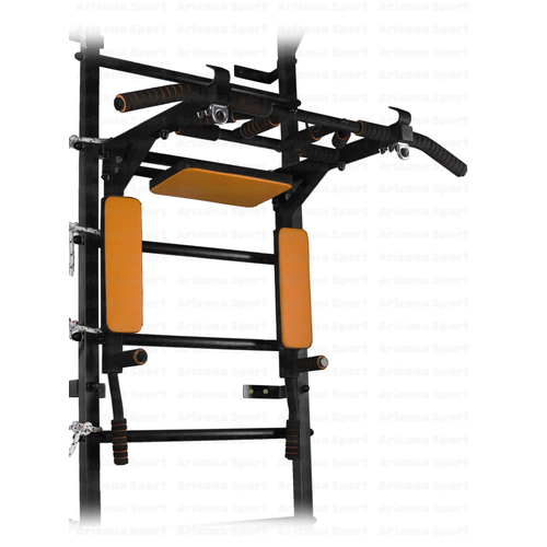 Турник на шведскую стенку черный с желтыми подушкамиручками 5790₽