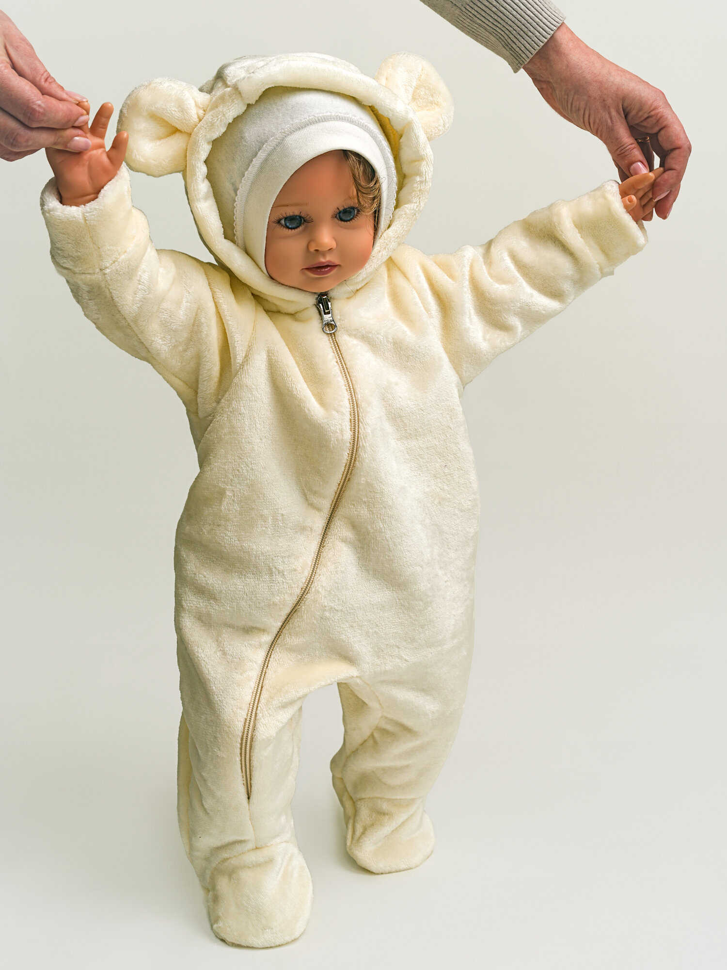 фото Комбинезон "МП ультрасофт" для детей, модель "мишка", цвет экрю, размер 62