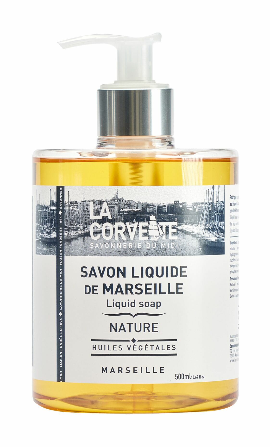 Жидкое мыло для тела 500 мл La Corvette Savon Liquide De Marseille Nature