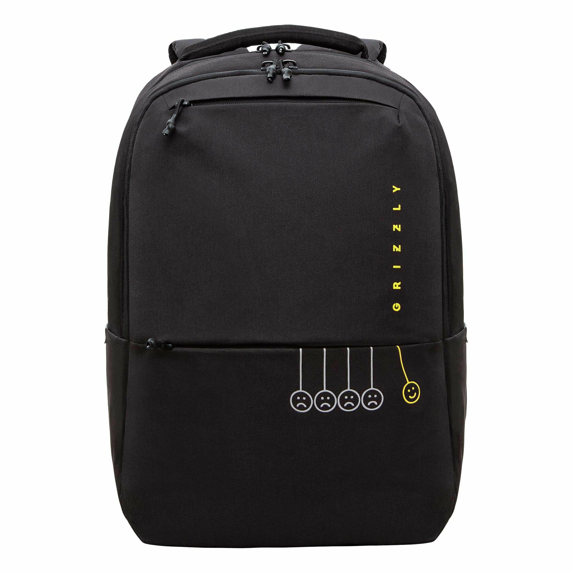 фото Рюкзак мужской молодежный, Рюкзак школьный для мальчика подростка, с ортопедической спинкой, для средней и старшей школы, GRIZZLY (черный - желтый)