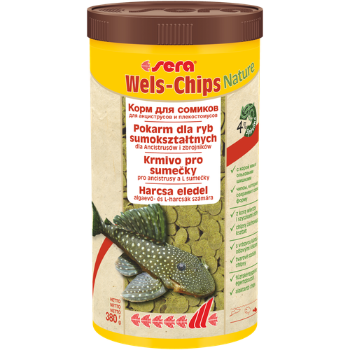 Корм для сомов-прилипал, основной в чипсах "Wels Chips Nature", 1000 мл, 380 г, SERA