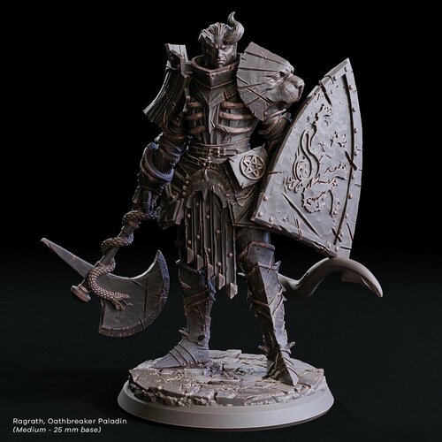 Фэнтези миниатюра паладин клятвопреступник(герой темного фэнтези, хэллбой) игровая фигурка для раскрашивания (масштаб 32мм) база 25мм
