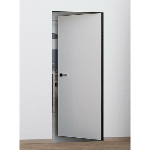 Дверь межкомнатная PX-0 REVERSE 2100 мм, Invisible кромка AL черная с 4-х сторон цвет белый грунт 2100*800 (полотно)