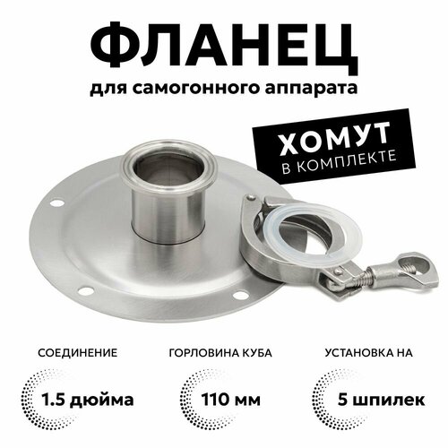 Фланец под кламп 15 дюйма 5 отверстий с хомутом 1590₽