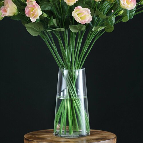 Ваза для цветов и сухоцветов стеклянная прозрачная декоративная интерьерная D7xH22 см 1116₽
