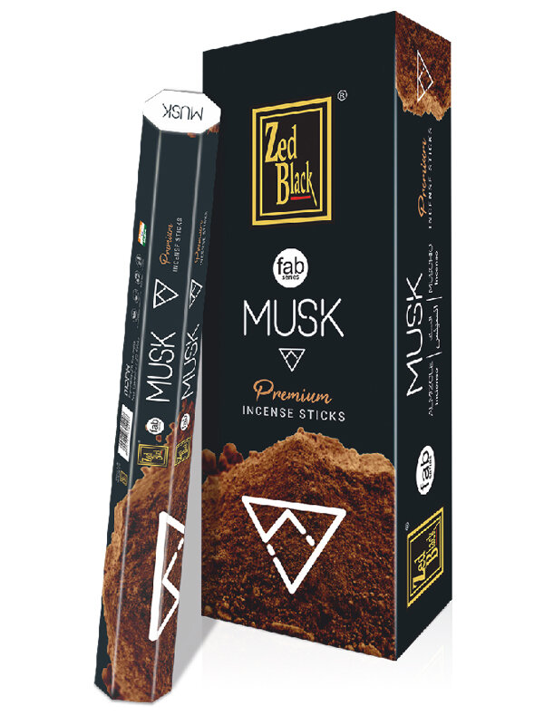 MUSK fab series Premium Incense Sticks, Zed Black (муск премиум благовония палочки, Зед Блэк), уп. 20 палочек.