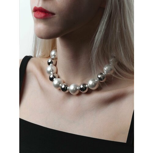 Колье Greenbird, жемчуг имитация, длина 43 см, серый, белый