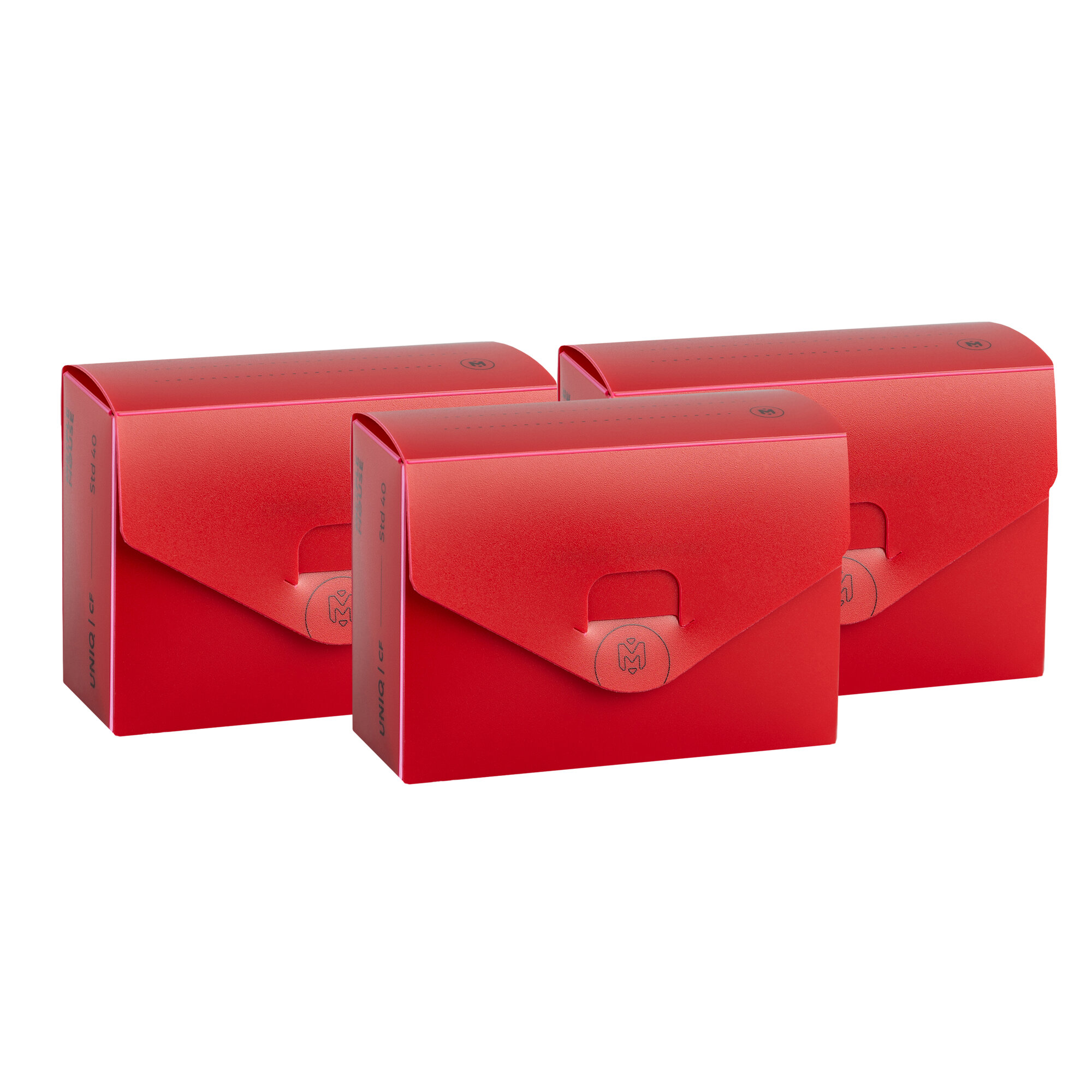 Набор коробочек Meeple House UCF Standard 40 мм GEN2 3 шт. красный, для карт MTG, Pokemon