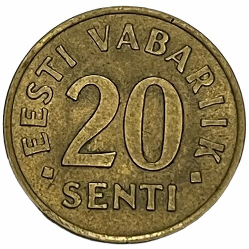 1992 монета эстония 1992 год 20 центов бронза xf Эстония 20 сентов (сенти) 1992 г. (Лот №2)