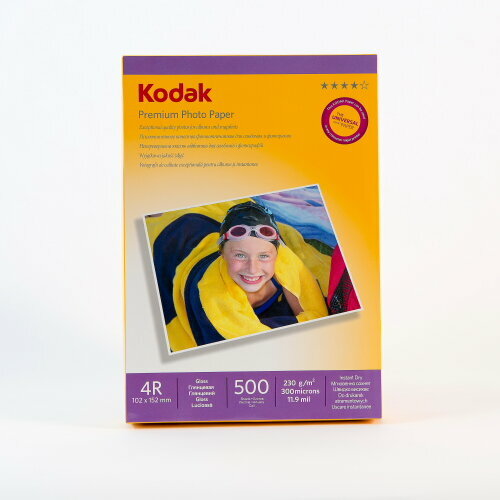 Фотобумага для струйной печати Kodak Premium, Глянец, плотность 230г/см2, Формат 4R (10.2x15.2), кол-во листов пачке: 500л.