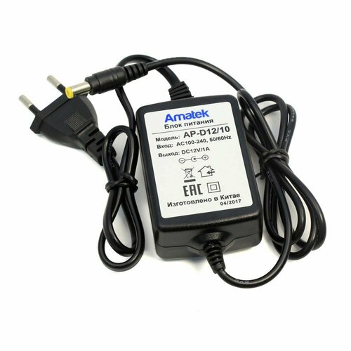 Блок питания Amatek AP-D12/10 блок питания 12в 1а универсальный для бытовой техники электрических бритв диодных лент и др штекер 5 5 2 5 мм