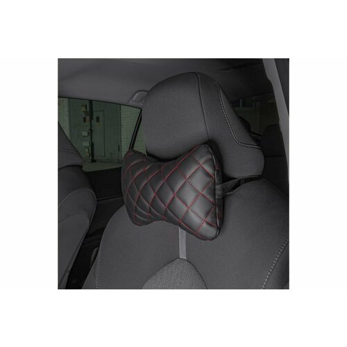 REZKON Автомобильная подушка из экокожи на подголовник черная и красный ромб 8201101140 1080₽