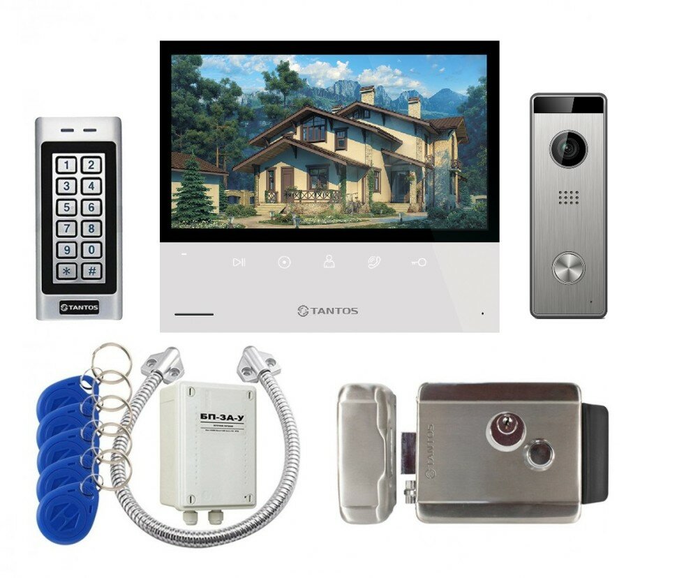 Комплект видеодомофона Tantos Selina HD M Wi-Fi (Tuya) и Triniti HD c замком и кодонаборной панелью