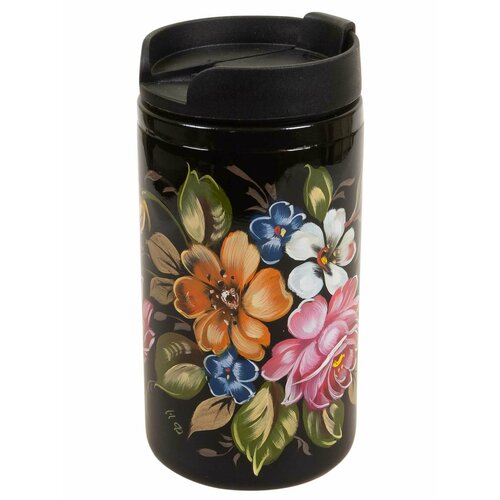 Жостовская фабрика декоративной росписи Термостакан с ручной росписью Жостово