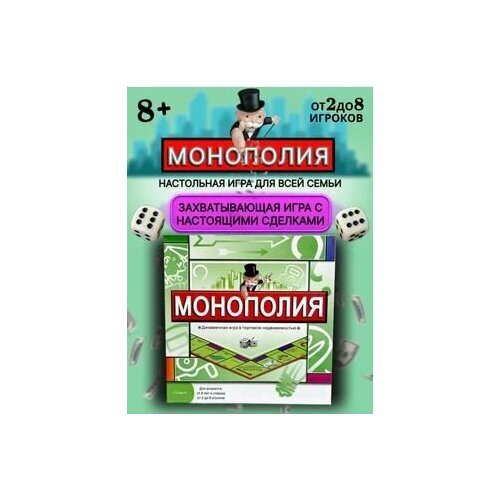 Игра настольная Монополия классическая для детей и взрослых